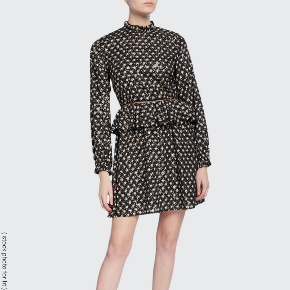 Stine Goya Christine mini dress in metallic gold & pale grey star print